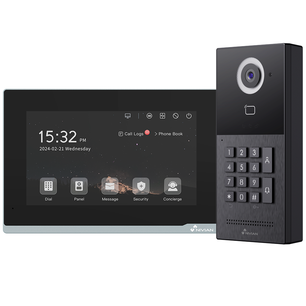 Kit de Videoporteiro Nivian 2 Fios com teclado NVS-VIDEOINTERCOM-2W-KPAD