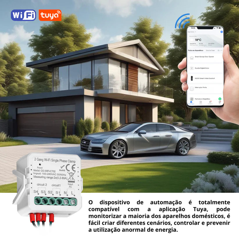 Medidor de Consumo Bifásico - Wi-Fi