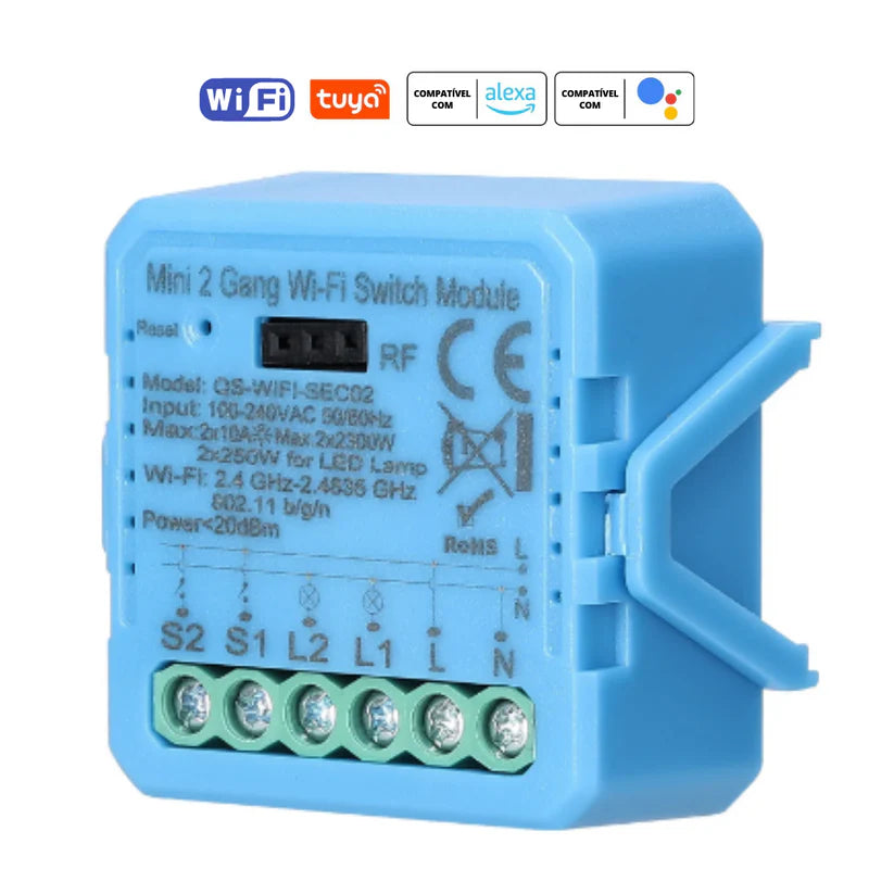 Mini Módulo de Luzes Wi-Fi Simples (2 gang)