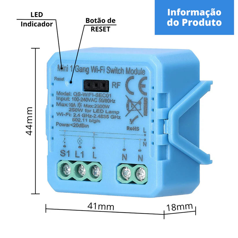 Mini Módulo de Luzes Wi-Fi Simples (1 gang)
