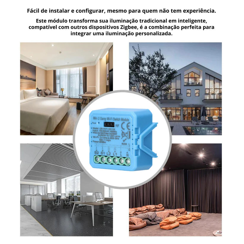Mini Módulo de Luzes Wi-Fi Simples (2 gang)