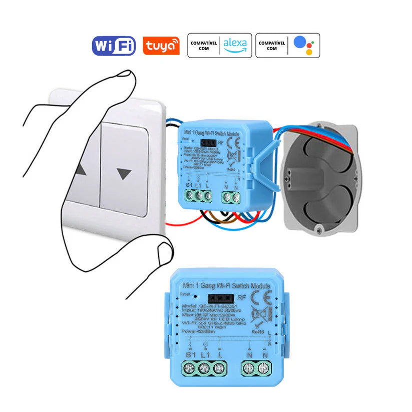 Mini Módulo de Luzes Wi-Fi Simples (1 gang)