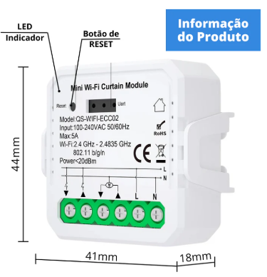 Mini Módulo Wi-Fi para Estores c/ Percentagem