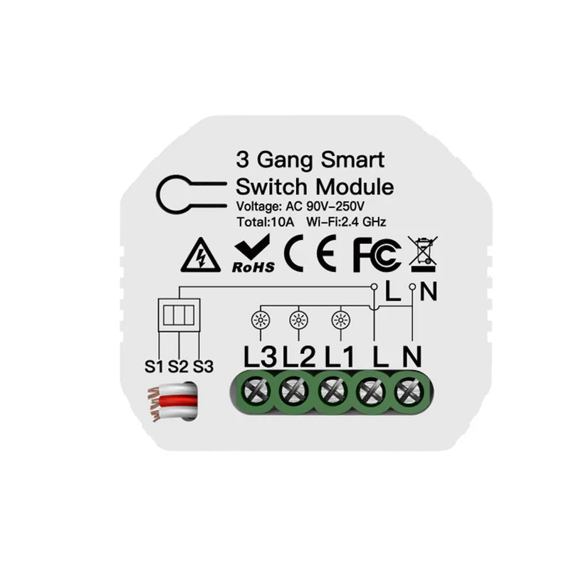 Módulo Wi-Fi p/ Interruptores de Luz Triplos (3 Gang)