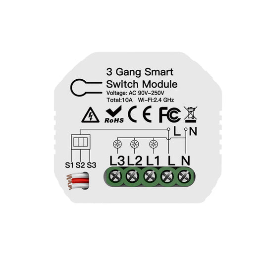 Módulo Wi-Fi p/ Interruptores de Luz Triplos (3 Gang)