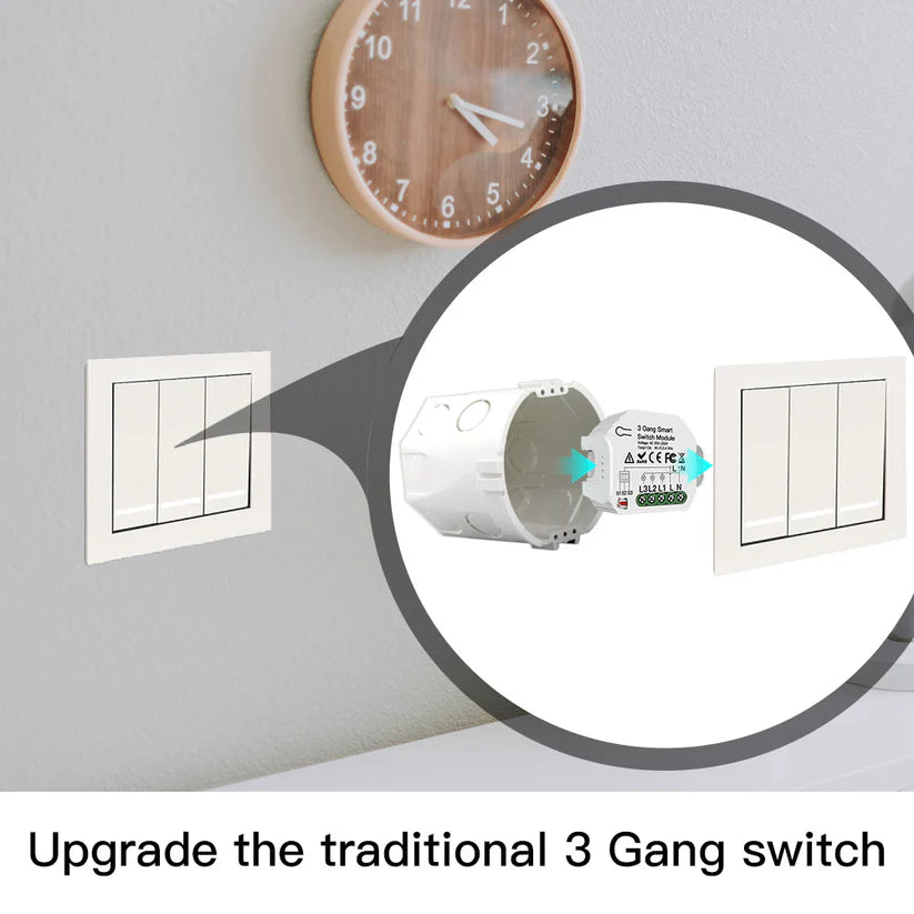 Módulo Wi-Fi p/ Interruptores de Luz Triplos (3 Gang)