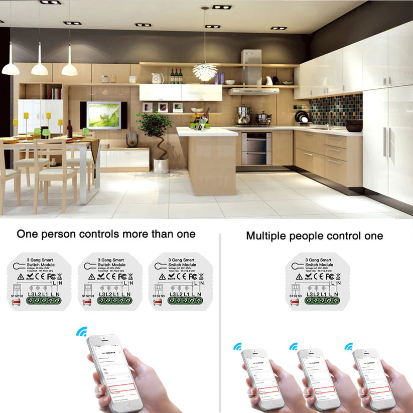 Módulo Wi-Fi p/ Interruptores de Luz Triplos (3 Gang)