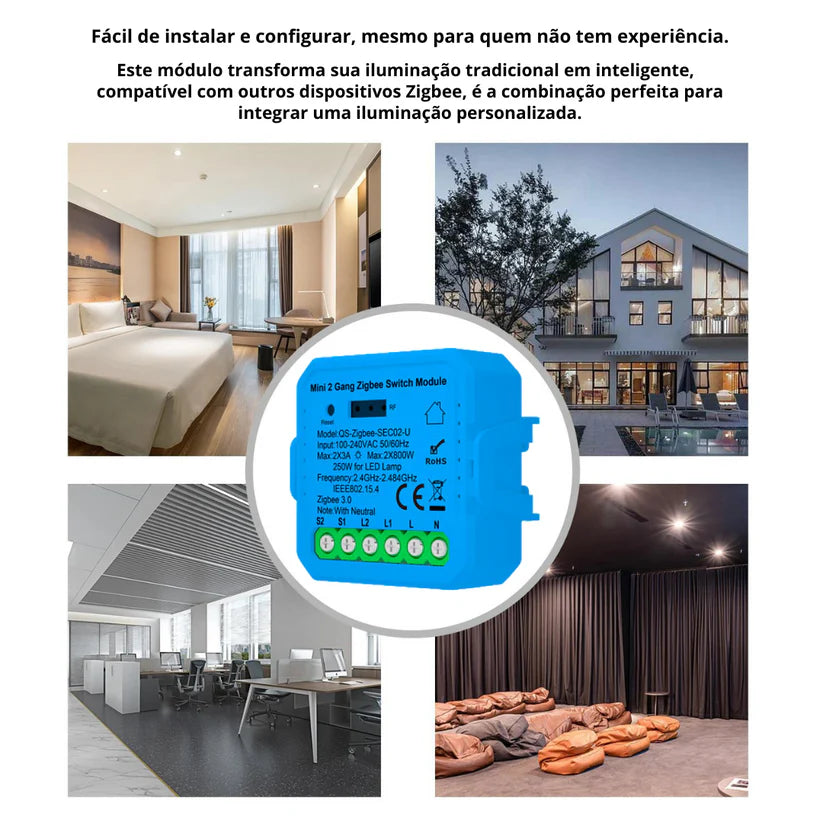 Módulo de Luzes simples (2 gang) - Zigbee 3.0
