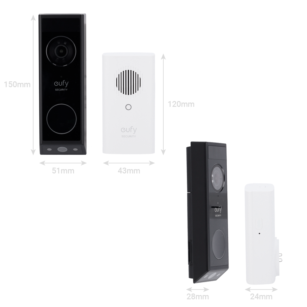 Kit de campainha de porta Wifi com câmara dupla EUFY-DOORBELL-E340-KIT