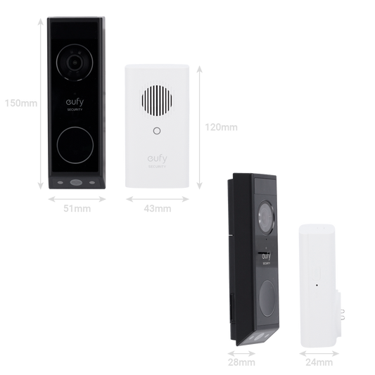 Kit de campainha de porta Wifi com câmara dupla EUFY-DOORBELL-E340-KIT