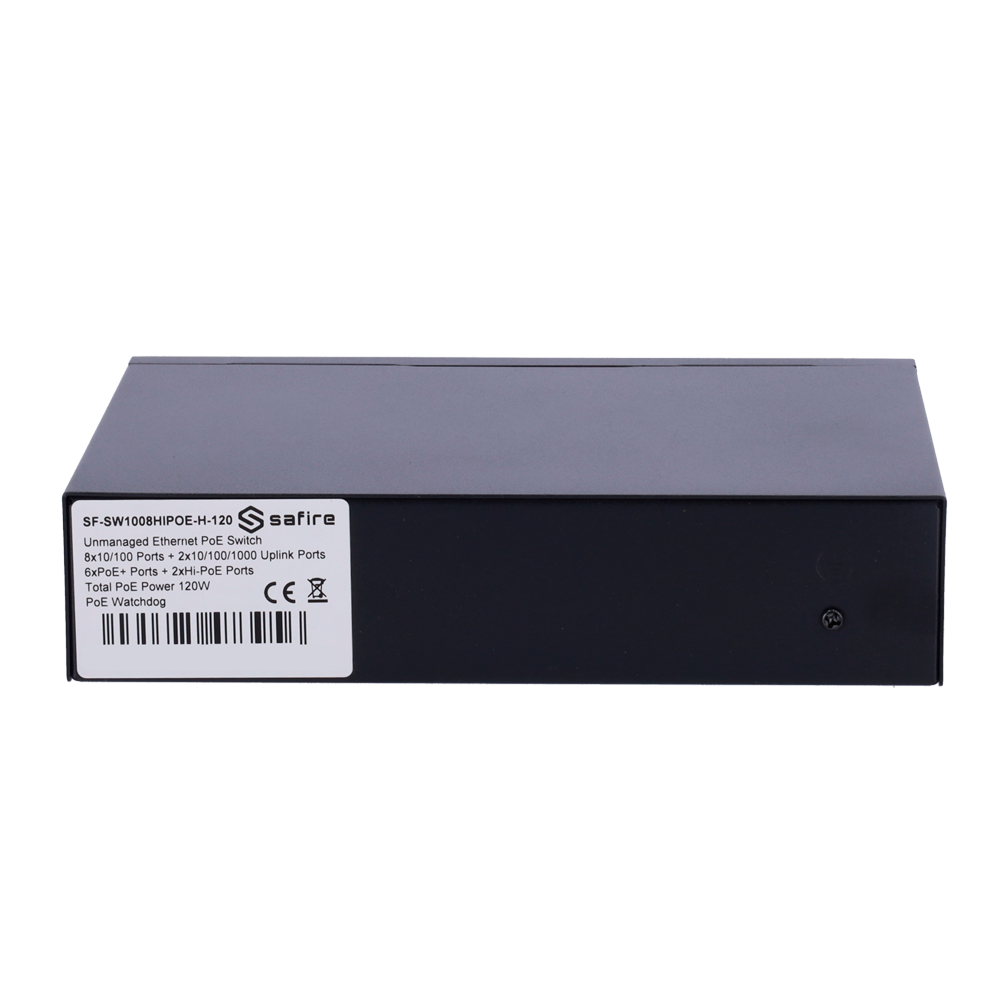 Switch 8 Portas Hi-PoE + 2 Uplink Safire