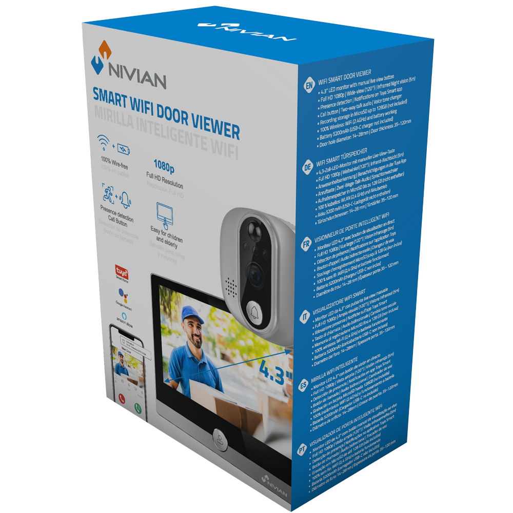 Videoporteiro inteligente WiFi Nivian NVS-IPC-DOORVIEW1