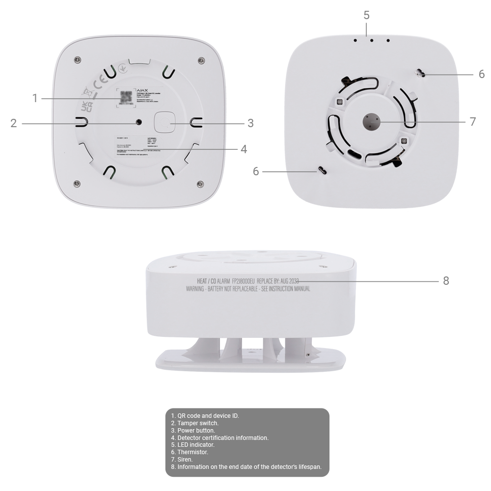 Detetor Térmico e Termovelocimétrico AJAX AJ-FIREPROTECT2-H-RB